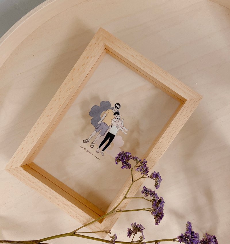 定制 似颜绘 | 人像 日系压克力木制相框 12x16cm - 海报/装饰画/版画 - 木头 