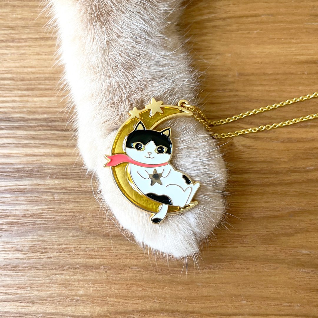 Meow半透明月亮小王子猫猫颈链 - 项链 - 珐琅 黄色