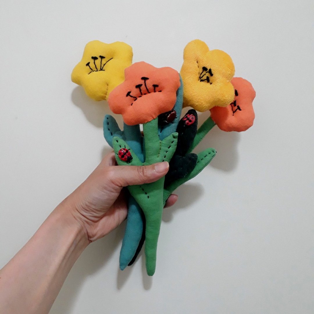 织物花卉及陶瓷昆虫、艺术花卉 - 摆饰 - 亚麻 多色