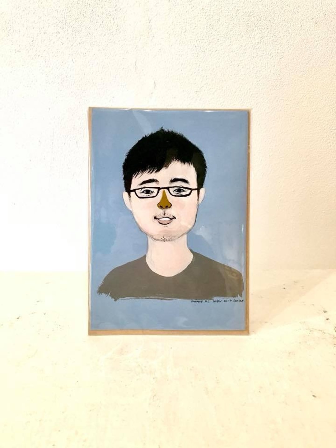 独特美术风格 定制人像-1人 似颜绘肖像 生日/情人节/结婚/圣诞节 - 订制画像 - 纸 蓝色