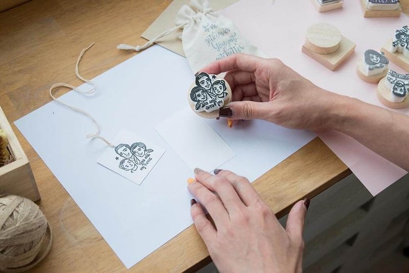 Group of 3 portrait rubber stamp (S) - 印章/印台 - 橡胶 