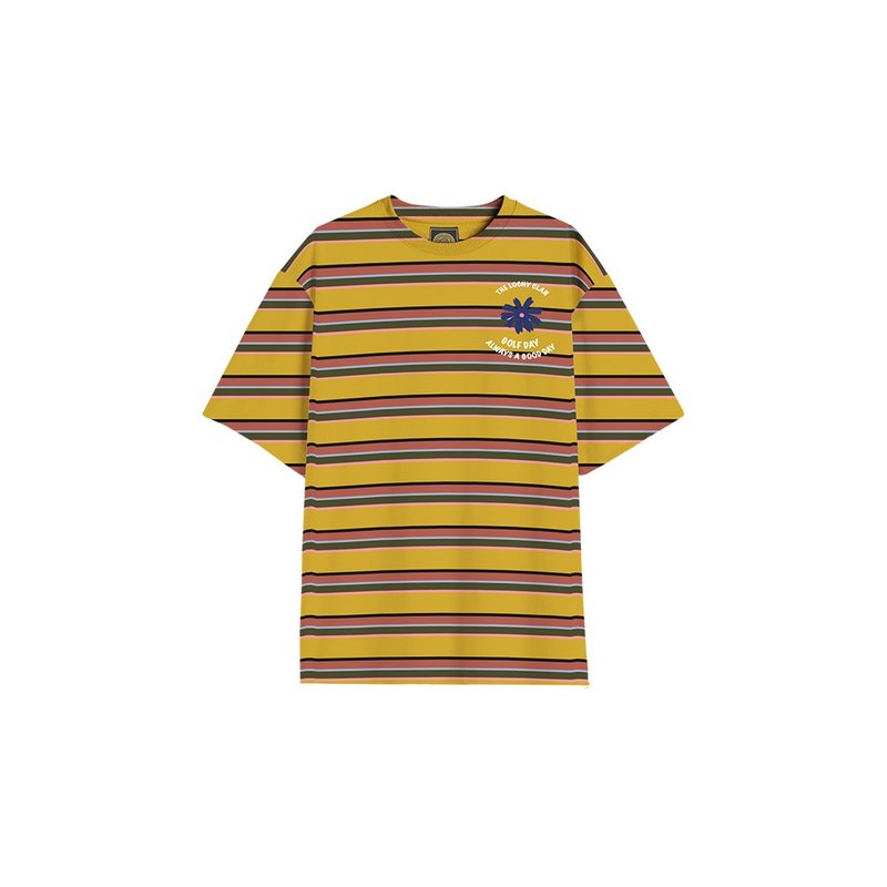 LOCHYCLAN 中性 短袖直身T恤(黄条纹) - Daniel Wong - 女装 T 恤 - 棉．麻 