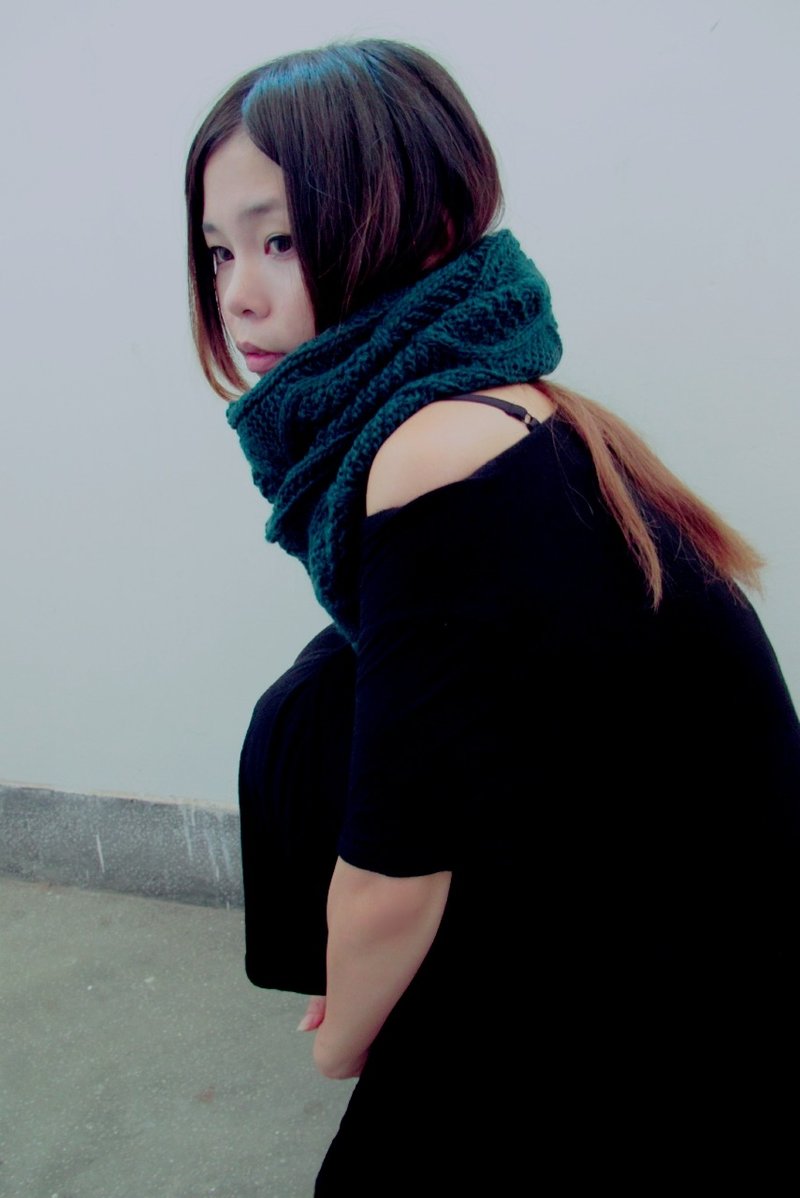 Lan毛线围脖(墨绿) - 围巾/披肩 - 聚酯纤维 绿色