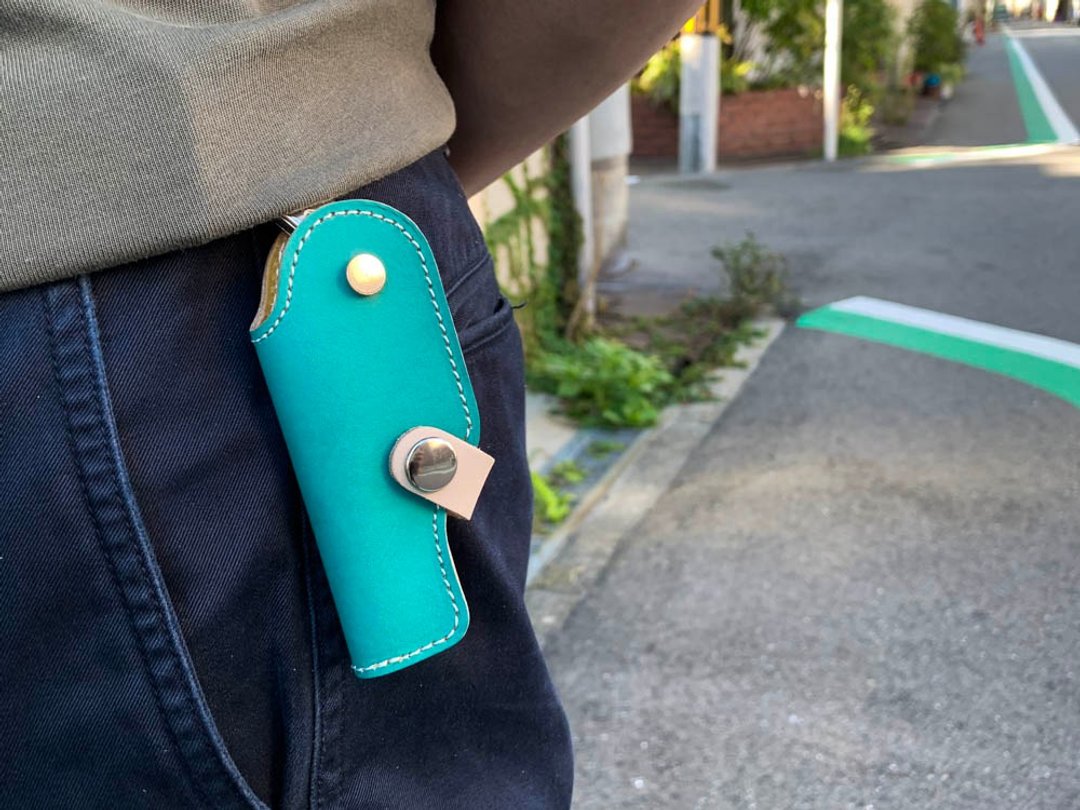 SLIDE Refreshing POP color of lemon and soda Slide gun key case Men's-like SGK-TYW-W - 钥匙链/钥匙包 - 真皮 蓝色