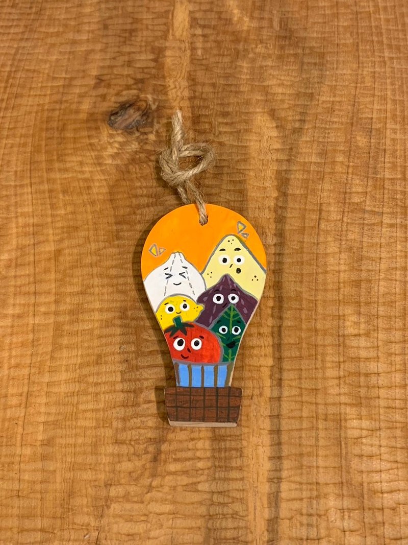 圣诞吊饰彩绘材料包 - 热气球 - 插画/绘画/写字 - 木头 咖啡色