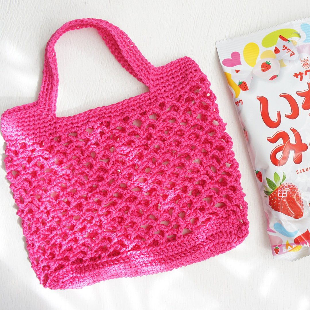 Ba-ba handmade Net knitting multi tote bag No.MB8 - 手提包/手提袋 - 其他材质 粉红色