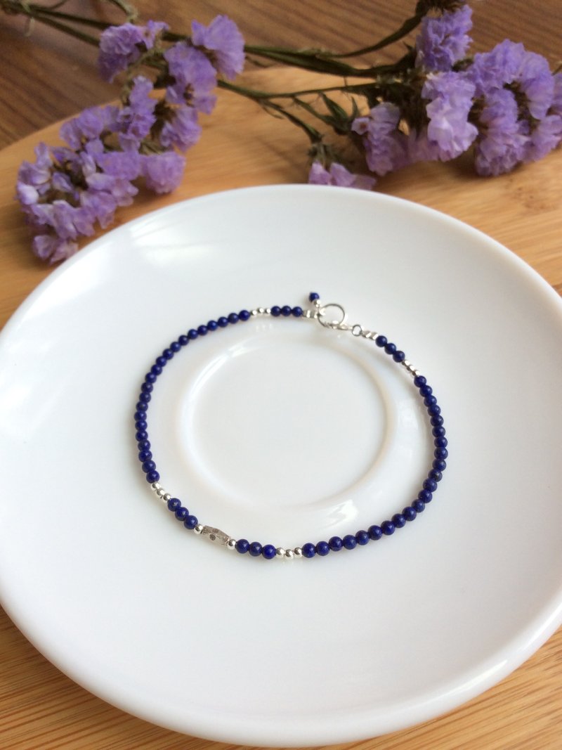 Ops Lapis lazuli Silver Jewelry Bracelet-青金石/宝蓝色/纯银 - 手链/手环 - 宝石 蓝色