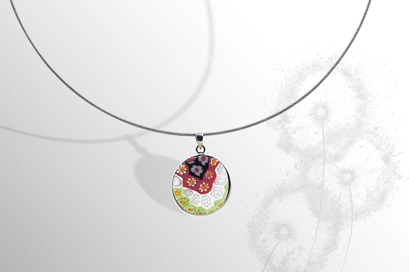 花影琉璃 项链( 圆币)-01 - 项链 - 琉璃 白色
