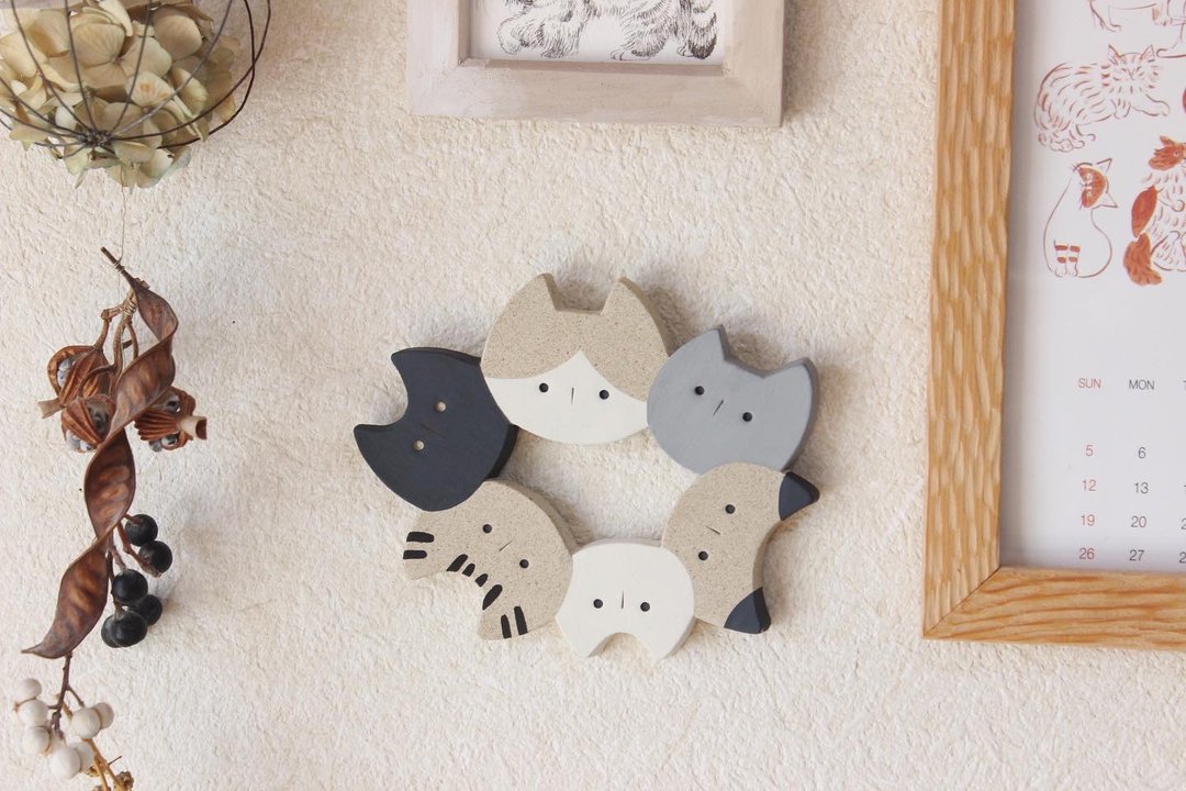[Wall decoration] Cat's meeting at the well - 墙贴/壁贴 - 粘土 咖啡色