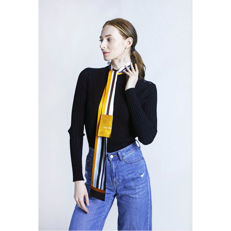 【母亲节礼盒】COLE COOL原创真丝间条围巾头巾丝巾髪带腰带 - 丝巾 - 丝．绢 多色