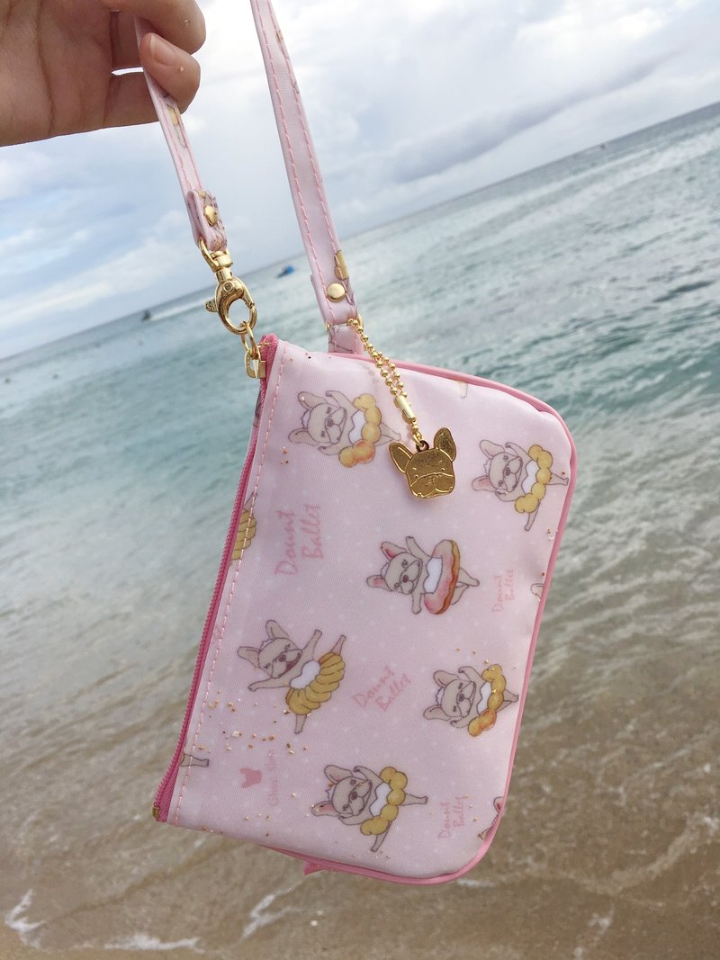 甜甜圈芭蕾-法斗手拿包 - 手拿包 - 防水材质 粉红色