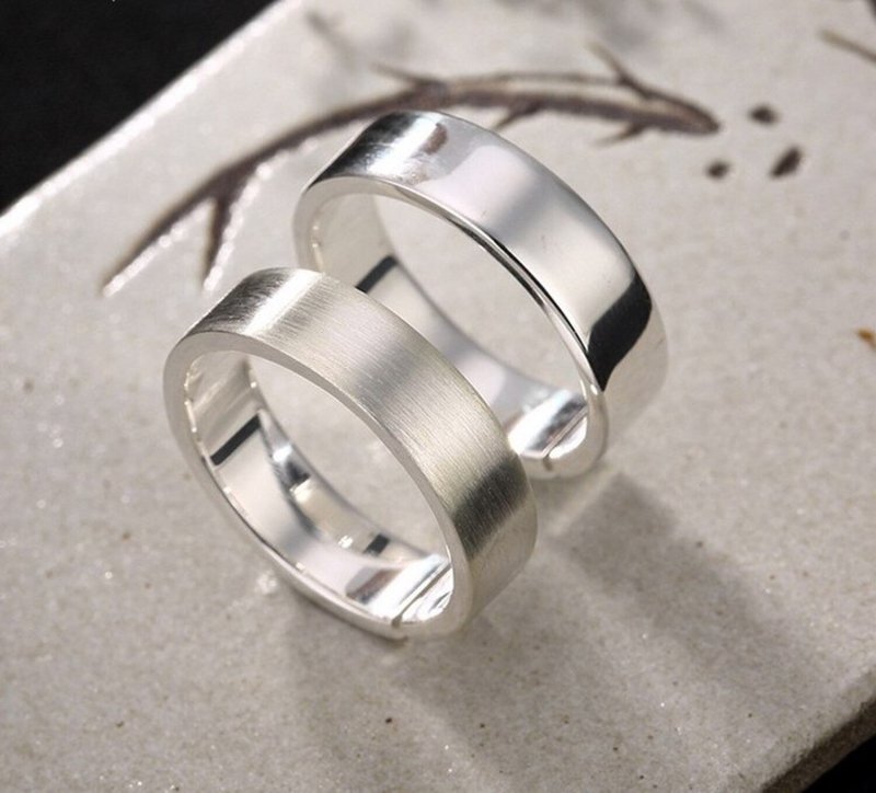 Real S 990 Fine Silver Unisex Glossy Finger Rings Men Handmade Ring Women Simple - 戒指 - 银 银色