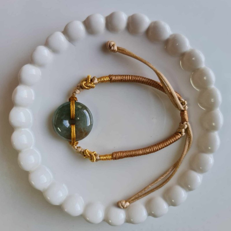 冰油清洒金平安扣设计手排 | 天然缅甸玉A货翡翠 - 手链/手环 - 玉石 