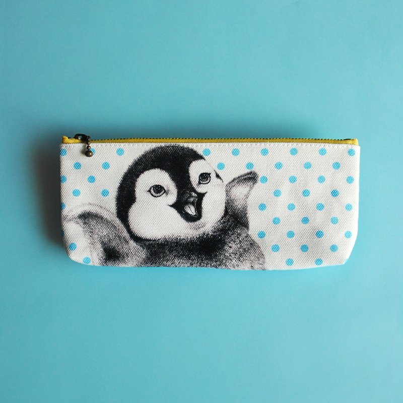 Have A Nice Day 小企鹅笔袋 - 铅笔盒/笔袋 - 棉．麻 灰色