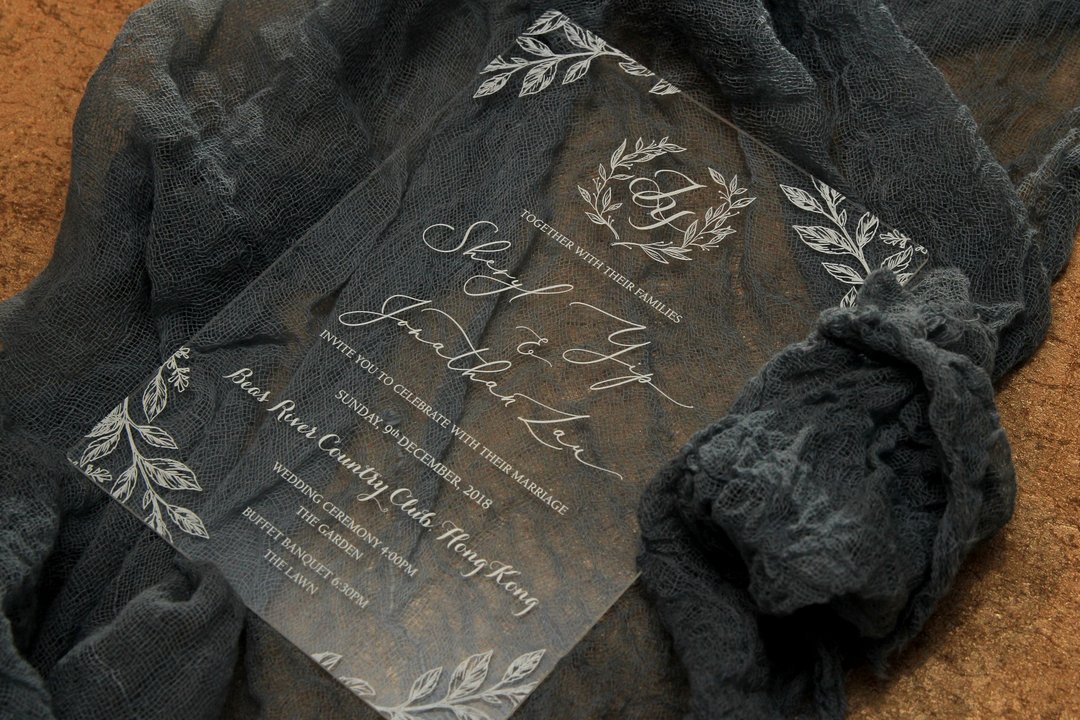 超华丽有机玻璃Acrylic透明西式喜帖设计PPWEDDING原创邀请咭 - 喜帖 - 塑料 
