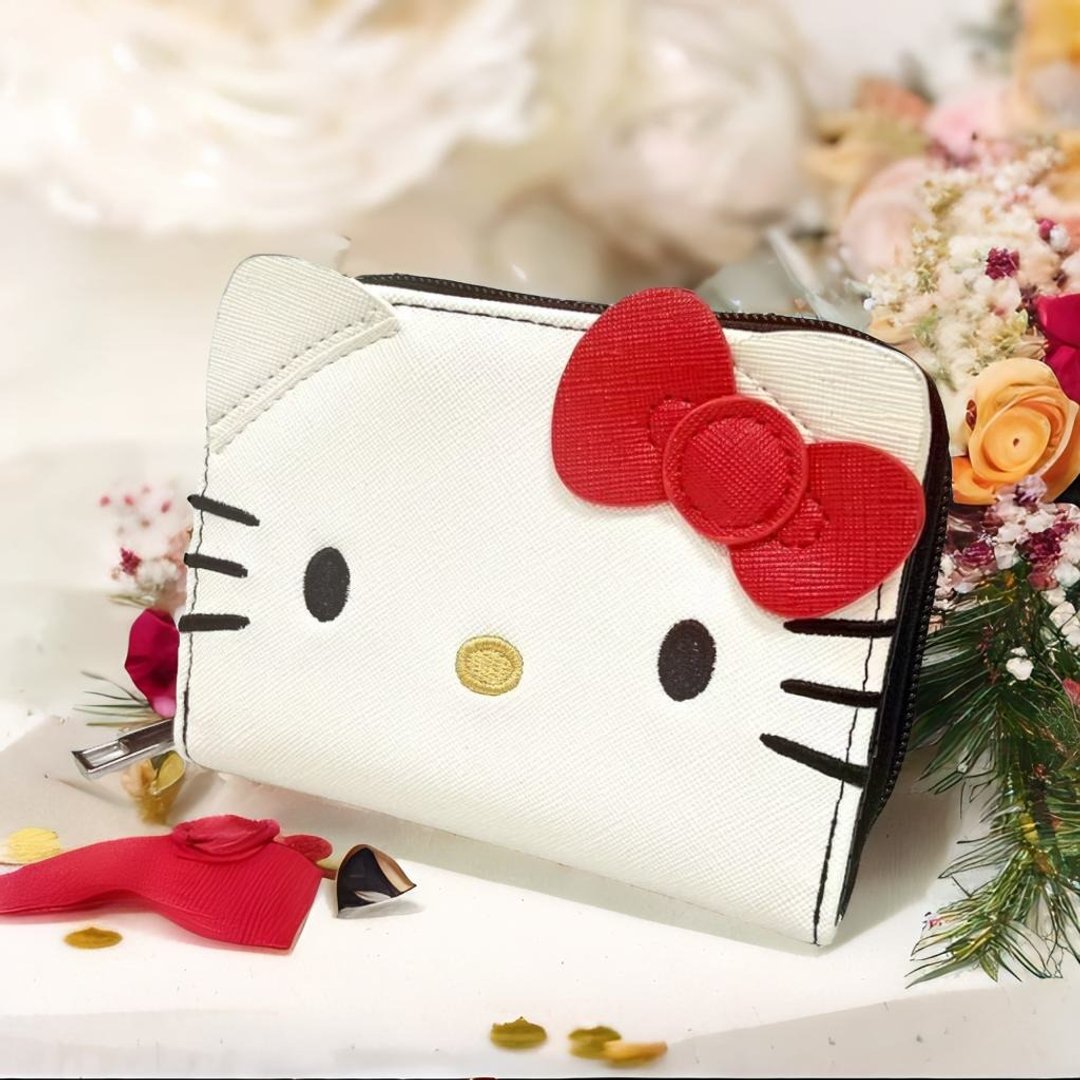 Hello Kitty x 酷乐村童趣造型短夹/钱包 三丽鸥正版授权 - 皮夹/钱包 - 人造皮革 白色