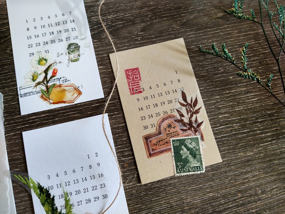 万年历 手帐素材 复古拼贴 - 年历/台历 - 纸 白色