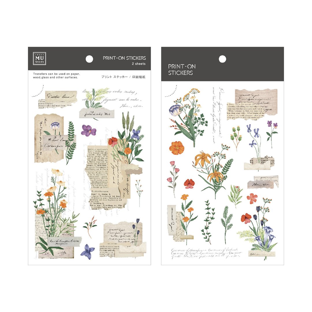 【Print-On Stickers 转印贴纸】no.213-花卉絮语 | 复古系列 - 贴纸 - 其他材质 卡其色