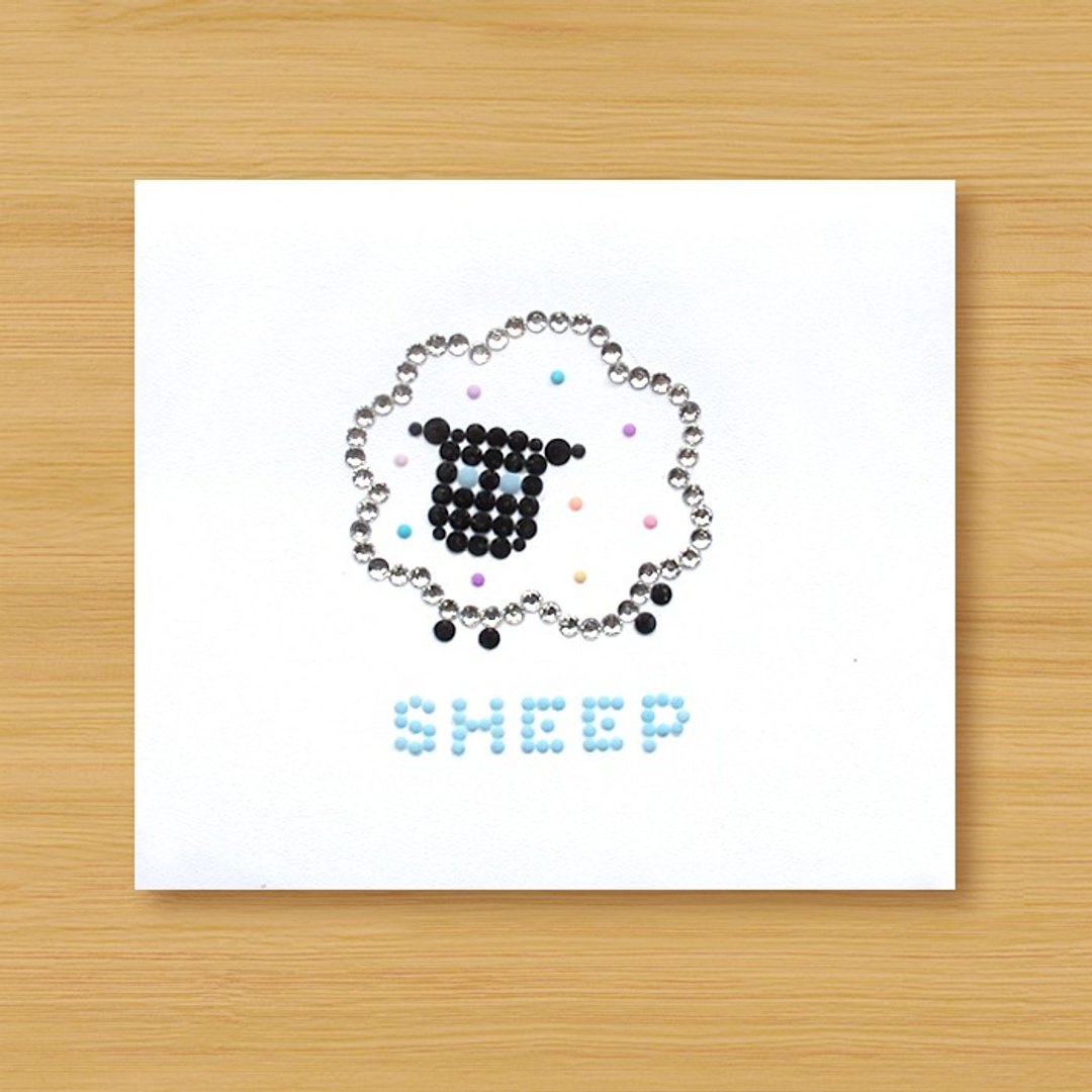 手工贴钻卡片 _ SHEEP_羊 ... 生日卡、万用卡、感谢卡 - 卡片/明信片 - 纸 白色