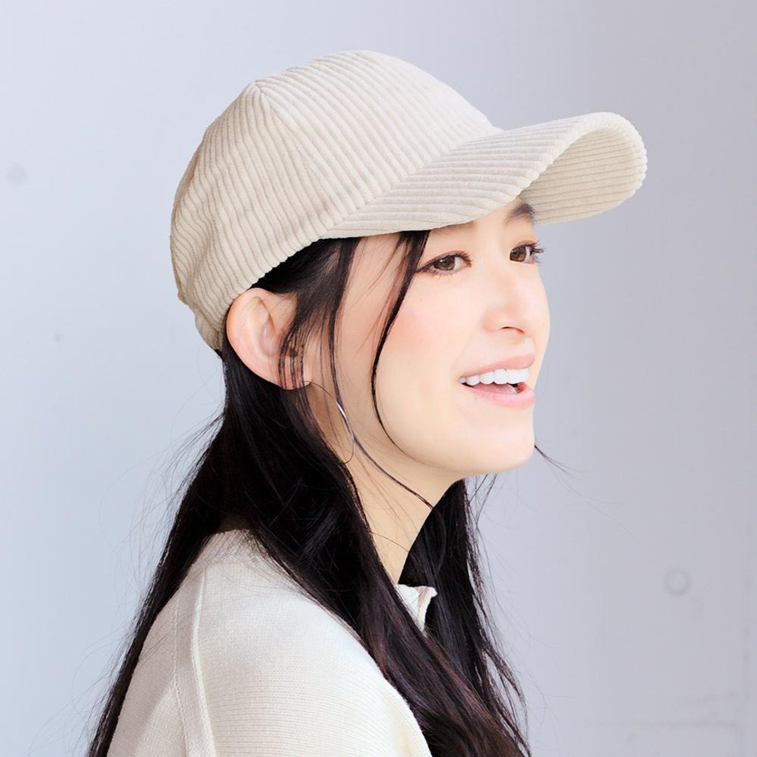 Corduroy Cap  Beige Stylish Women Men 14+ ICHIYON PLUS icap0327 - 帽子 - 棉．麻 卡其色