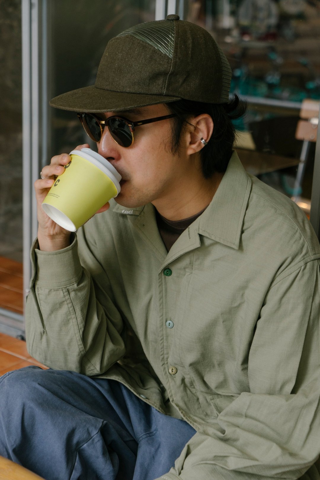 SHIRTS 手工縫製 日系潮流寬鬆休閒復古口袋廓形襯衫 Cityboy - 男装衬衫 - 棉 绿色