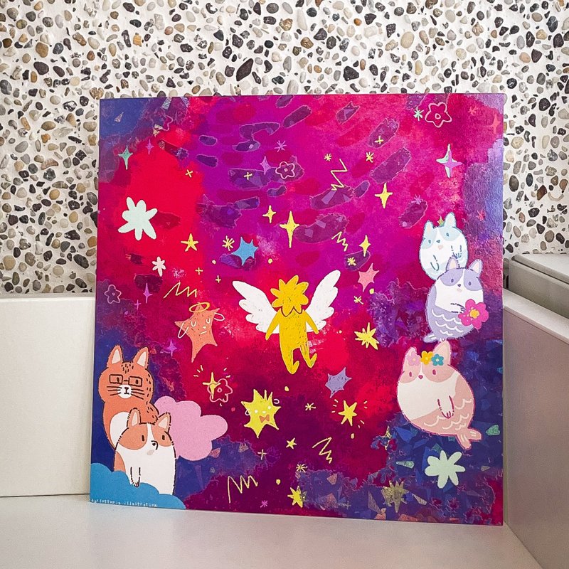 第五泛音系列 两款雷射烫印万用大卡片 - 卡片/明信片 - 纸 红色