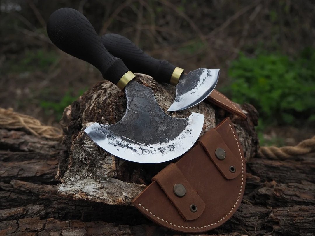 Leather knife set (2pcs).Hand Made Forged Knife for Leather.Forged leather knife - 皮件 - 其他金属 