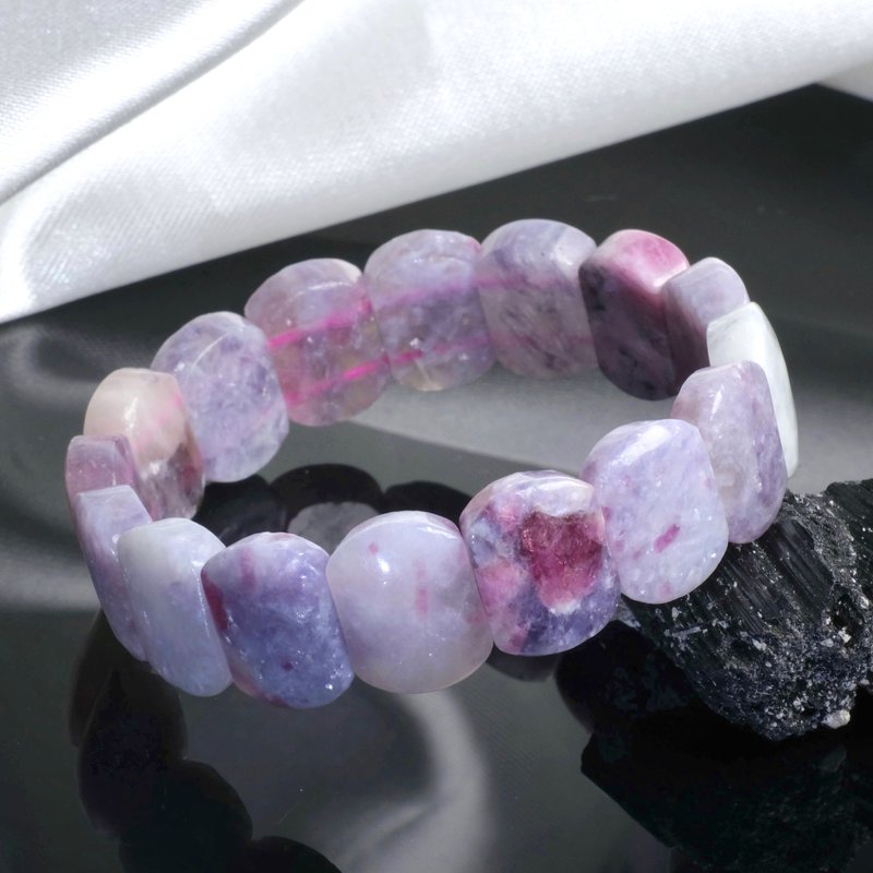 一图一物/梅花碧玺水晶手排 桃粉紫 美容水晶 女生礼物 - 手链/手环 - 水晶 紫色