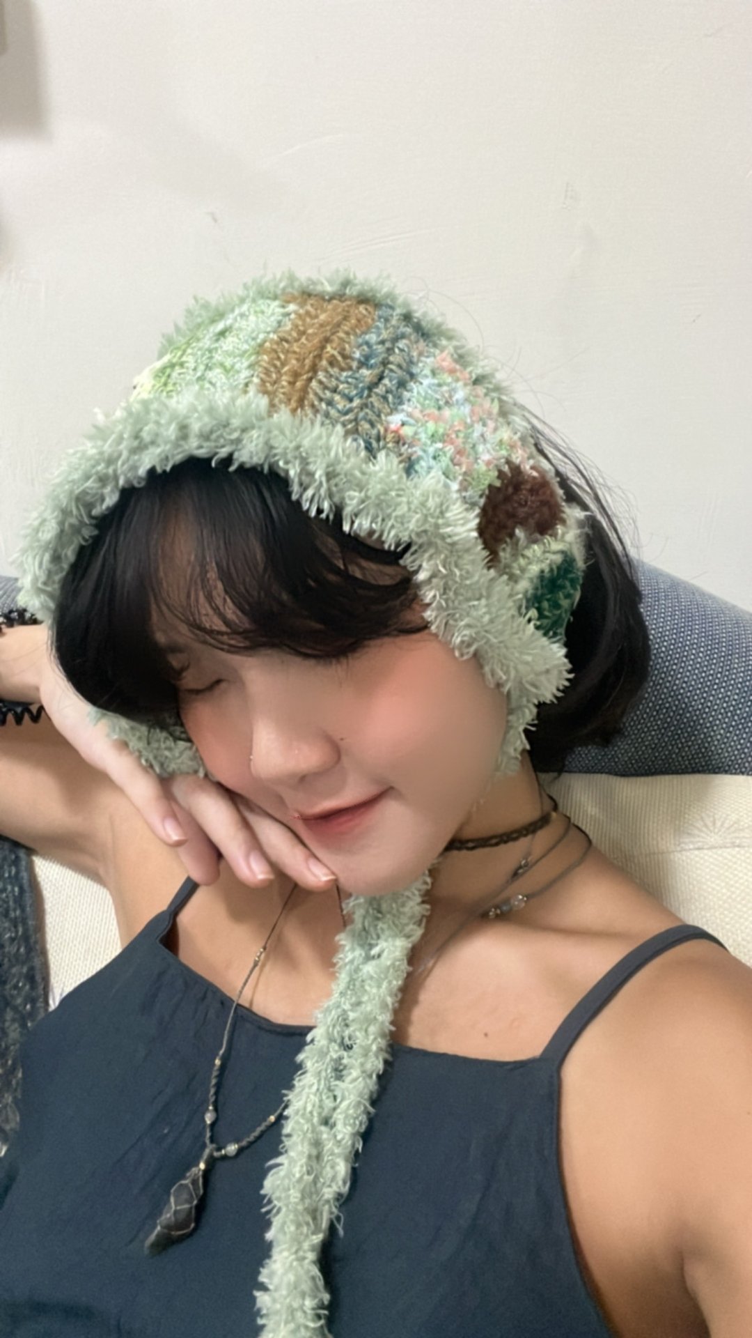 【寒冬要暖暖】钩织Ear muffs耳罩发带 - 发带/发箍 - 羊毛 绿色