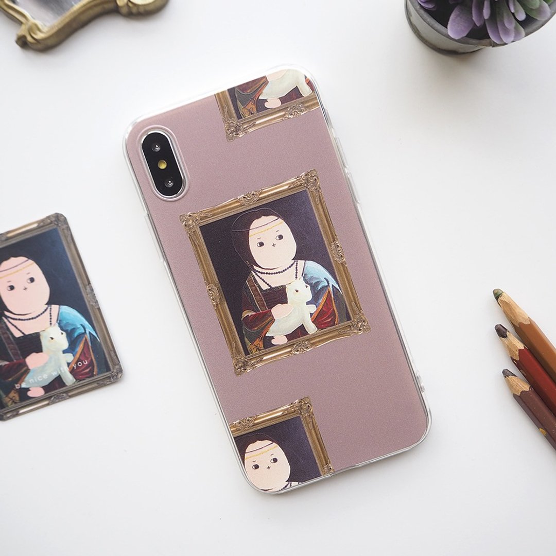 包子小姐名画篇/iPhonex/灰色系/油画风/保护套/定制化手机壳 - 手机壳/手机套 - 塑料 卡其色