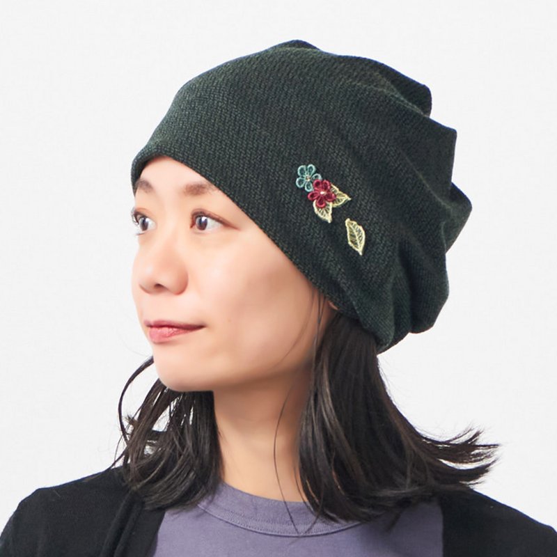 CHARM WAG 迷你花朵装饰 弹性设计款针织帽 - 帽子 - 聚酯纤维 红色