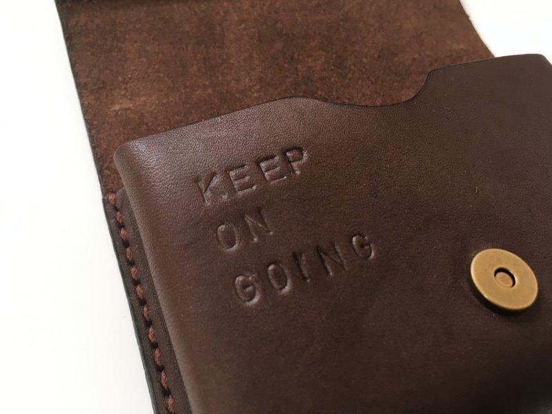 Keep on Going 皮革名片零钱包-可可 - 零钱包 - 真皮 咖啡色