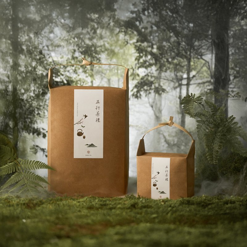 五行茶礼 | 茶包复古礼物提袋 (轻或中焙火高山乌龙/高山红茶) - 茶 - 纸 卡其色