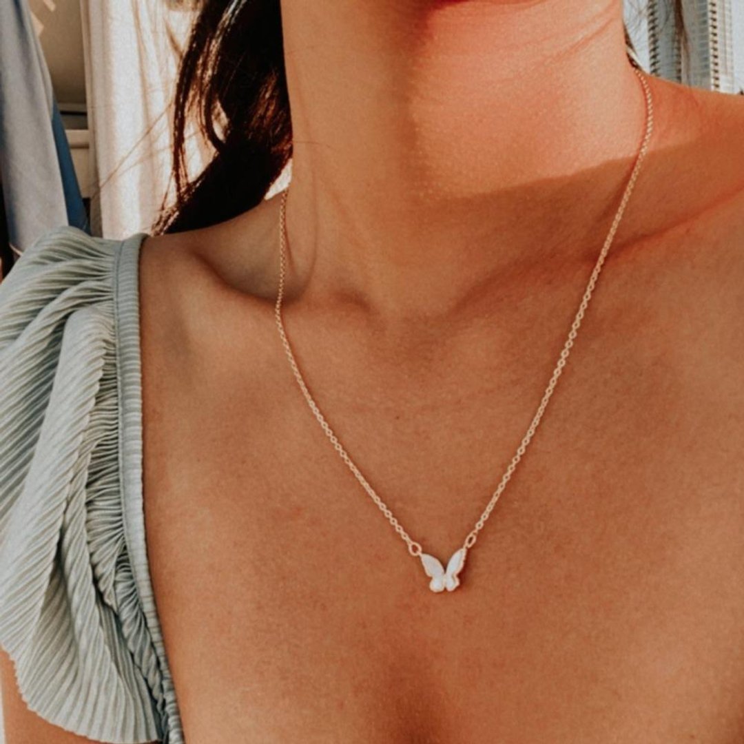 阿飞的小蝴蝶白金项链 BUTTERFLY NECKLACE - 项链 - 贝壳 金色