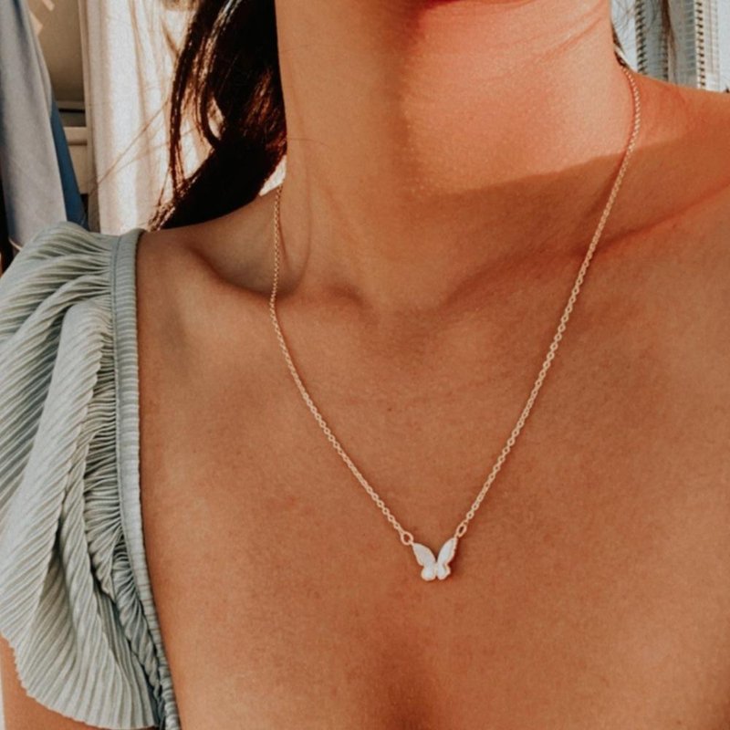 阿飞的小蝴蝶白金项链 BUTTERFLY NECKLACE - 项链 - 贝壳 金色