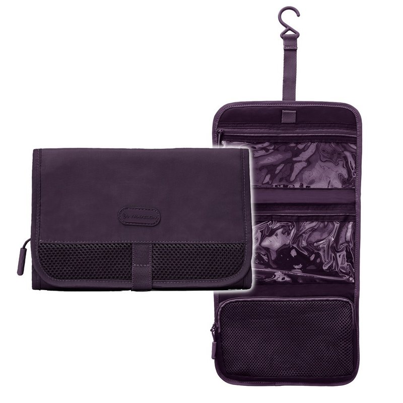 【TRAVELON】Pi挂式盥洗化妆包(黑莓紫) | 盥洗包 旅行小包 - 化妆包/杂物包 - 聚酯纤维 紫色