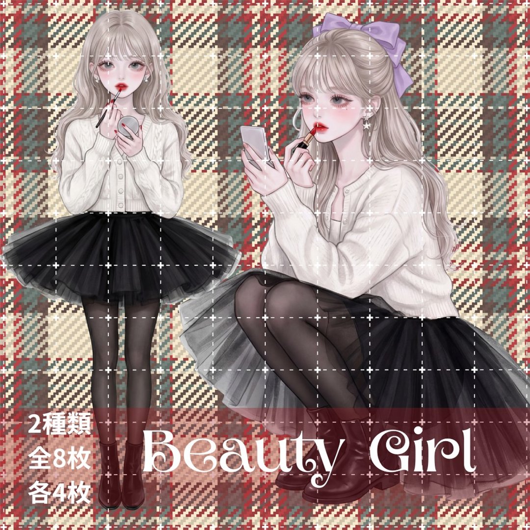 人物贴纸 女孩贴纸 拼贴素材 - 贴纸 - 纸 多色