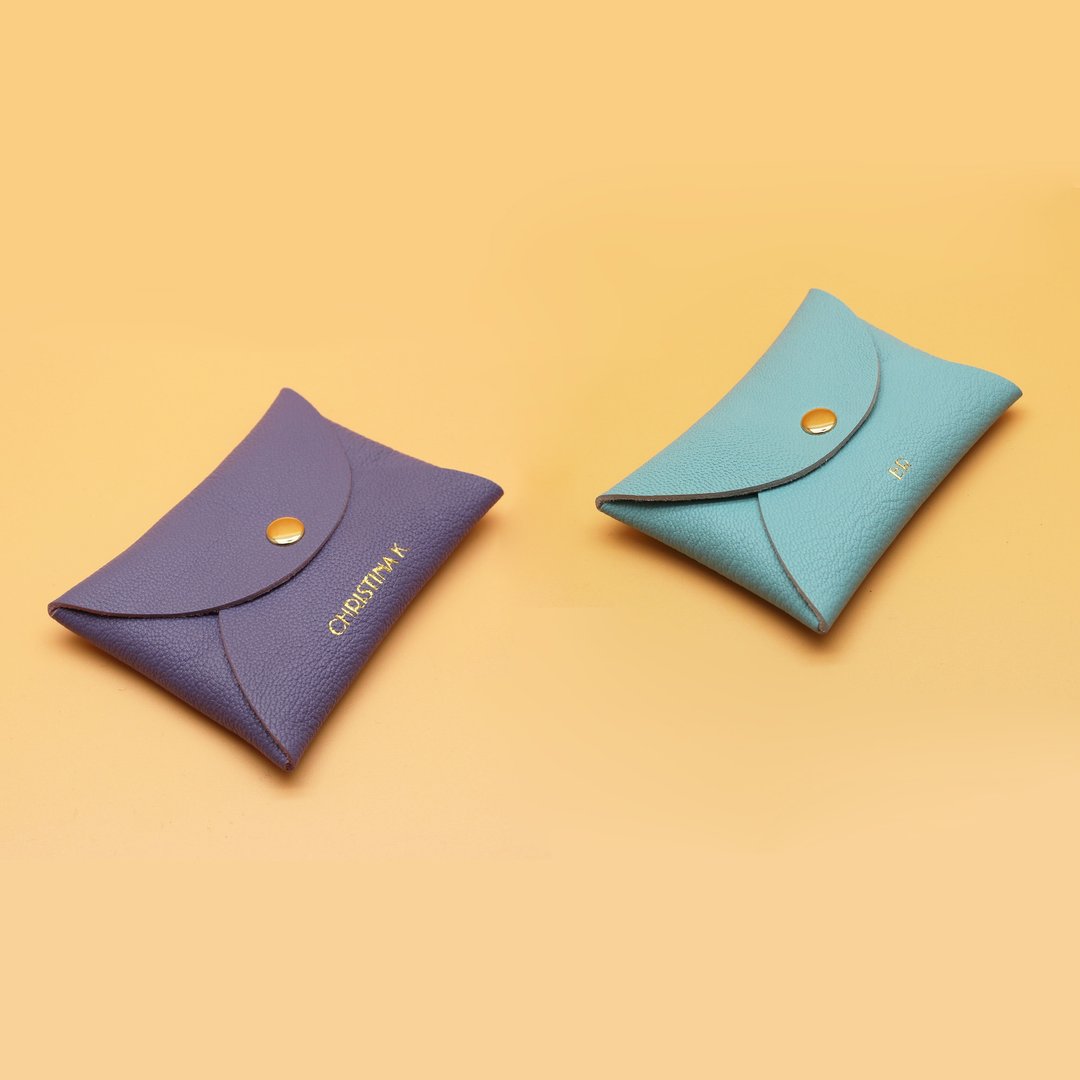 定制化礼物 - 真皮革零钱包/卡片套/钱包/card holder - 名片夹/名片盒 - 真皮 紫色