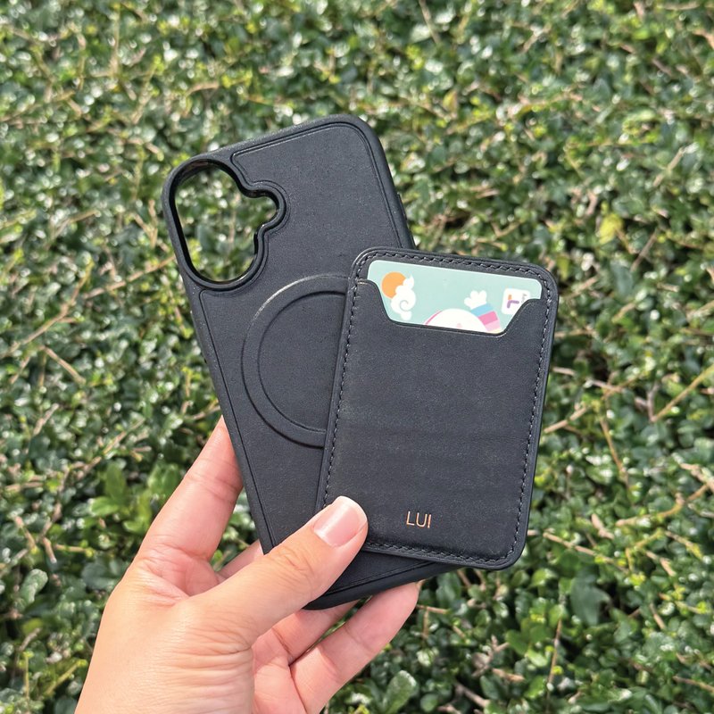 【iPhone磁吸咭位手机壳】黑色磨砂牛皮/Magsafe卡套/磁吸力强 - 手机壳/手机套 - 真皮 黑色