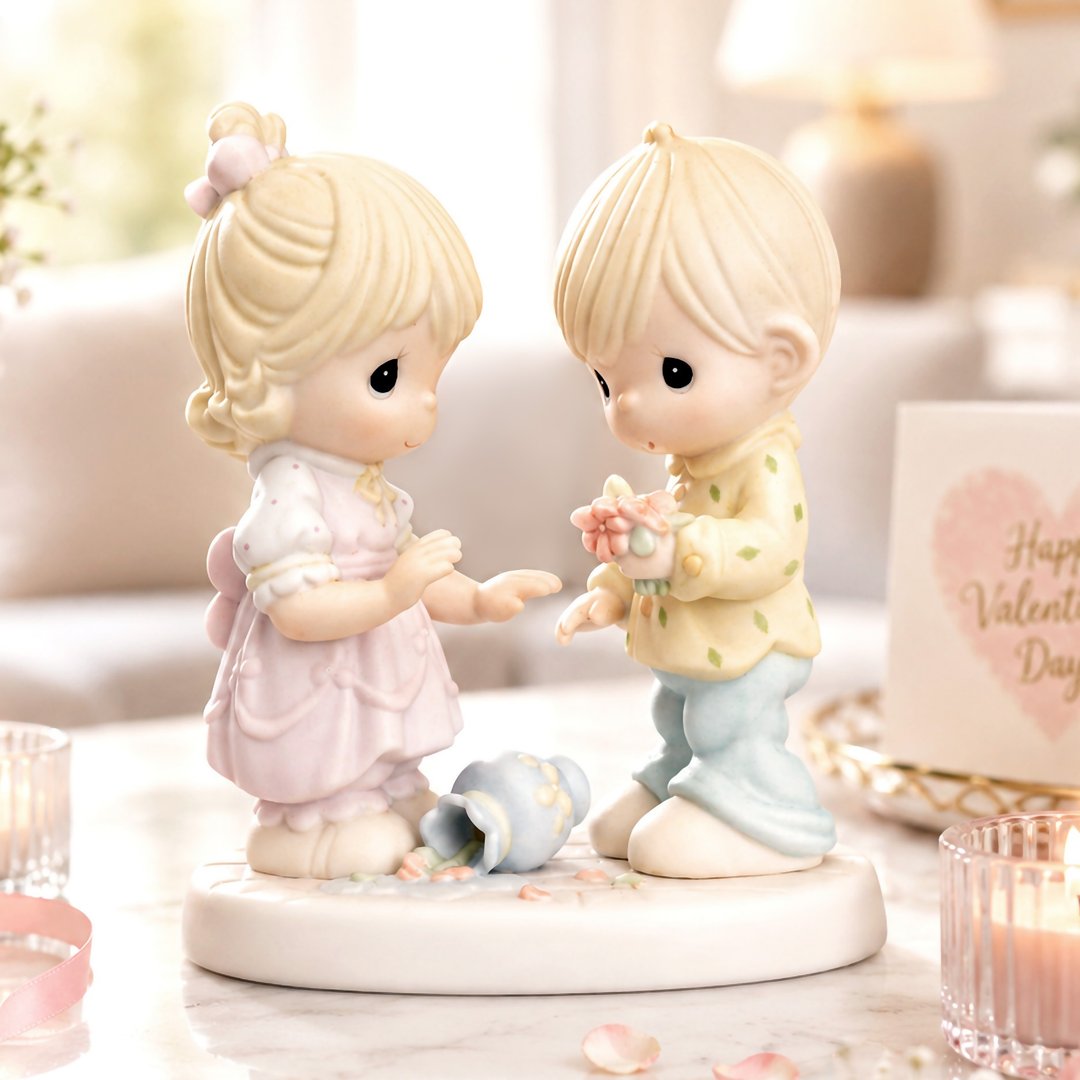 美国Precious Moments 爱永不碎 情侣水滴娃娃陶瓷摆饰 情人节礼 - 玩偶/公仔 - 瓷 