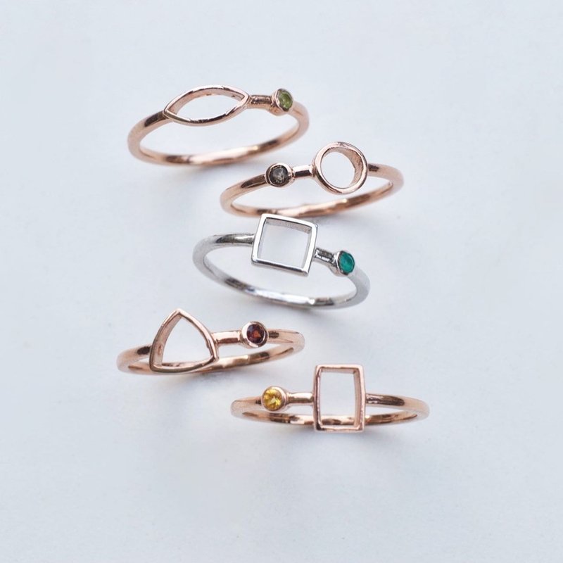 Elemental Gemstone Ring #minimelement R375 - 戒指 - 纯银 银色