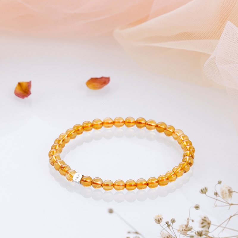 威士忌黄水晶 | 天然能量手串 | 4.5-5.5mm - 手链/手环 - 水晶 橘色