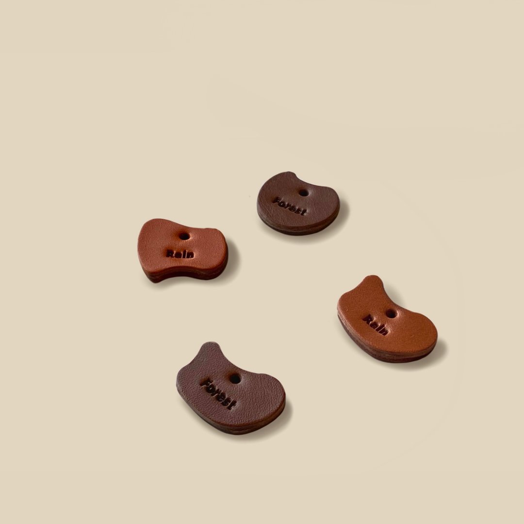 宠物刻字身份牌猫咪猫防丢牌真皮宠物定制雨林牌 Leather Pet Tag - 项圈/牵绳 - 真皮 咖啡色