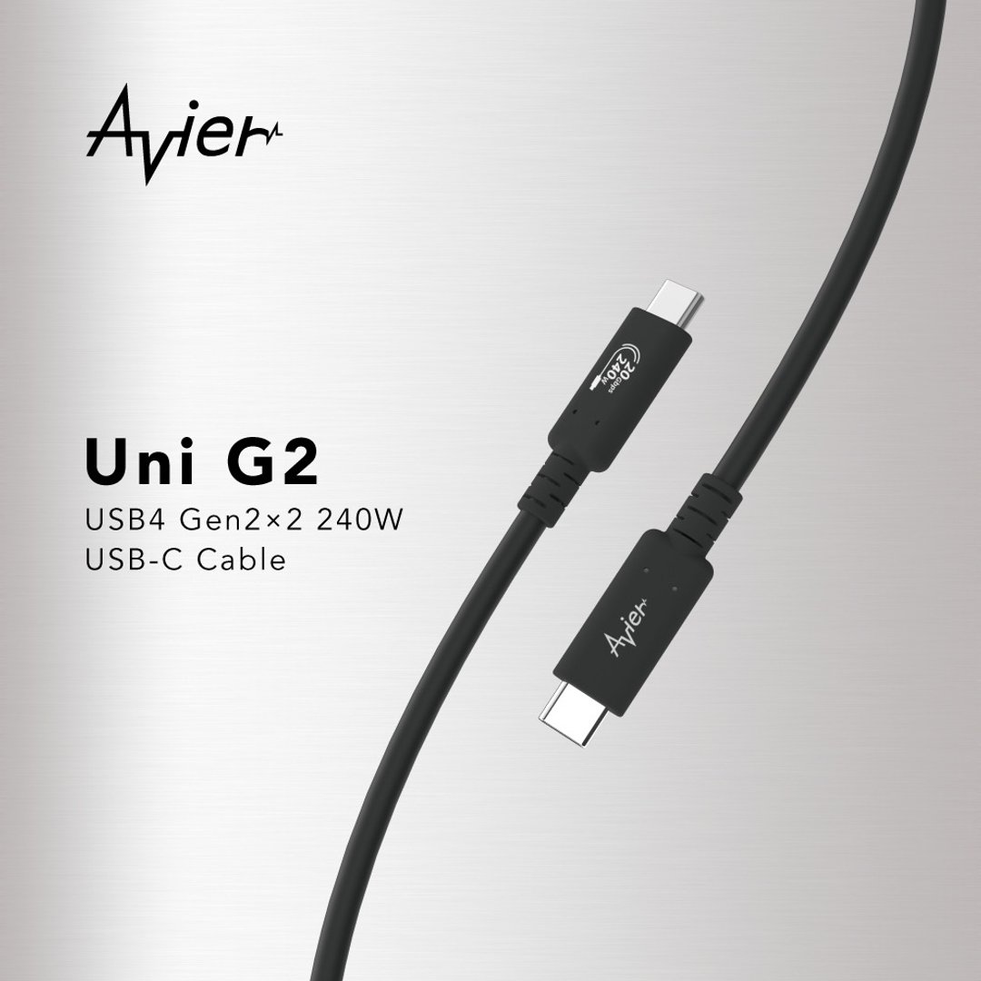 【Avier】Uni G2 USB4 Gen2x2 240W 高速资料传输充电线 2M - 充电宝/传输线 - 铜/黄铜 黑色