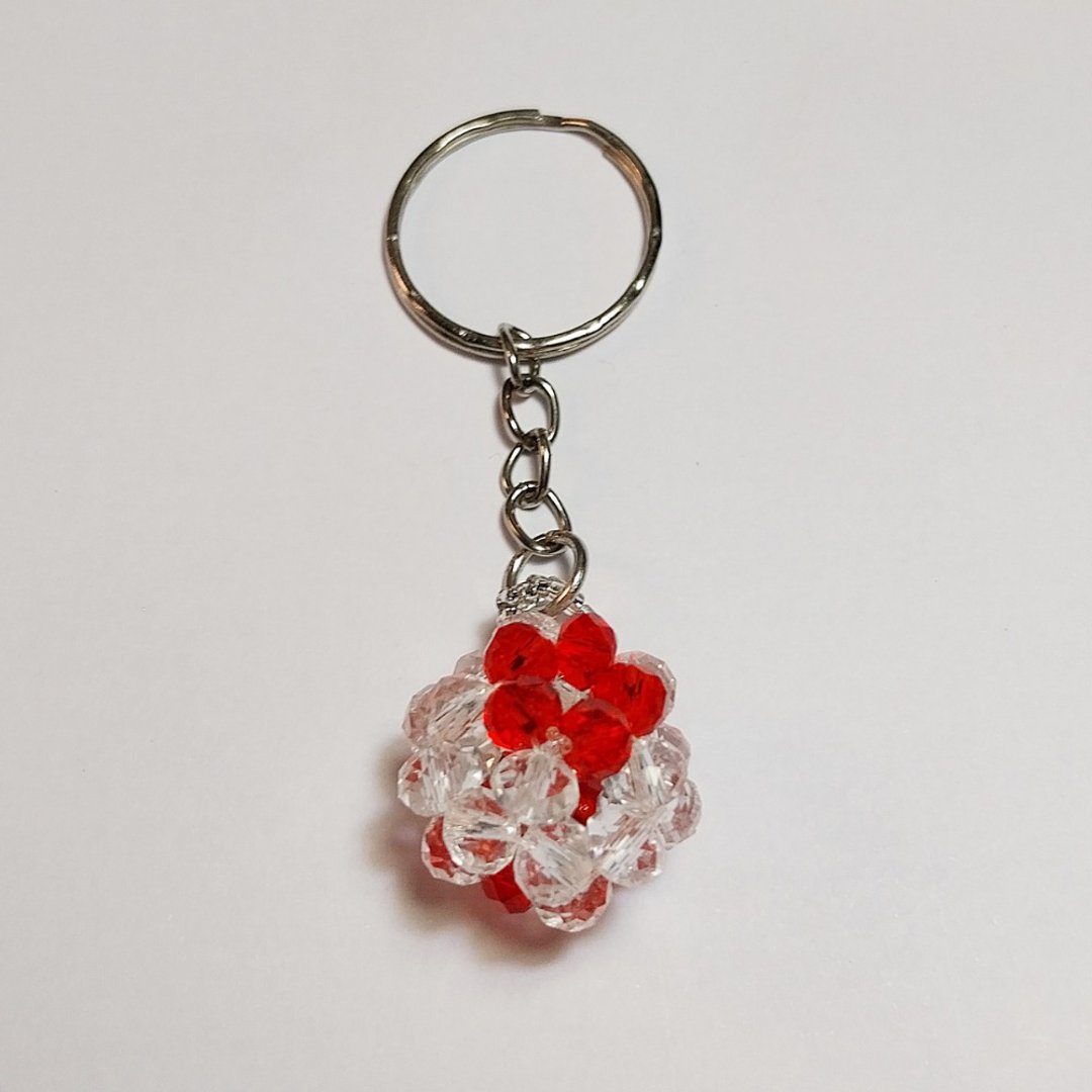 Red and Clear Ball Bead Key chain - 吊饰 - 塑料 红色