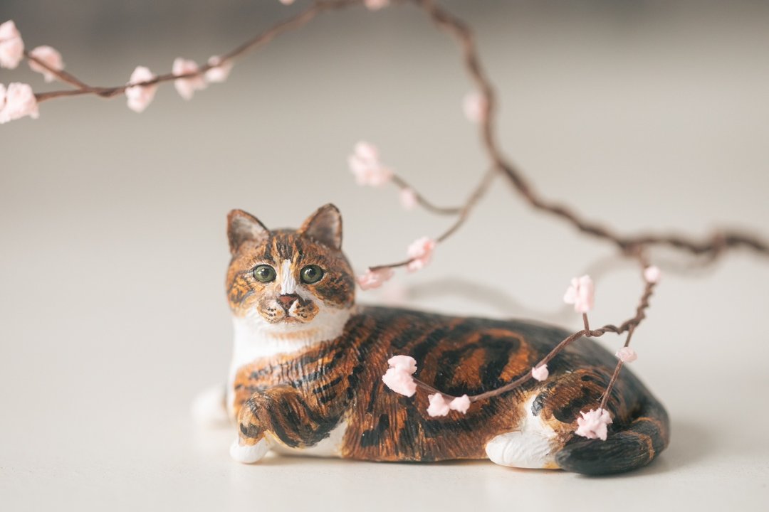猫咪 定制化宠物手工黏土模型 - 玩偶/公仔 - 粘土 咖啡色