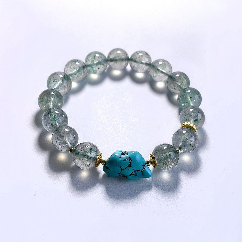 天然矿石 绿云母11 mm 绿松石原矿 手链 - 手链/手环 - 宝石 绿色