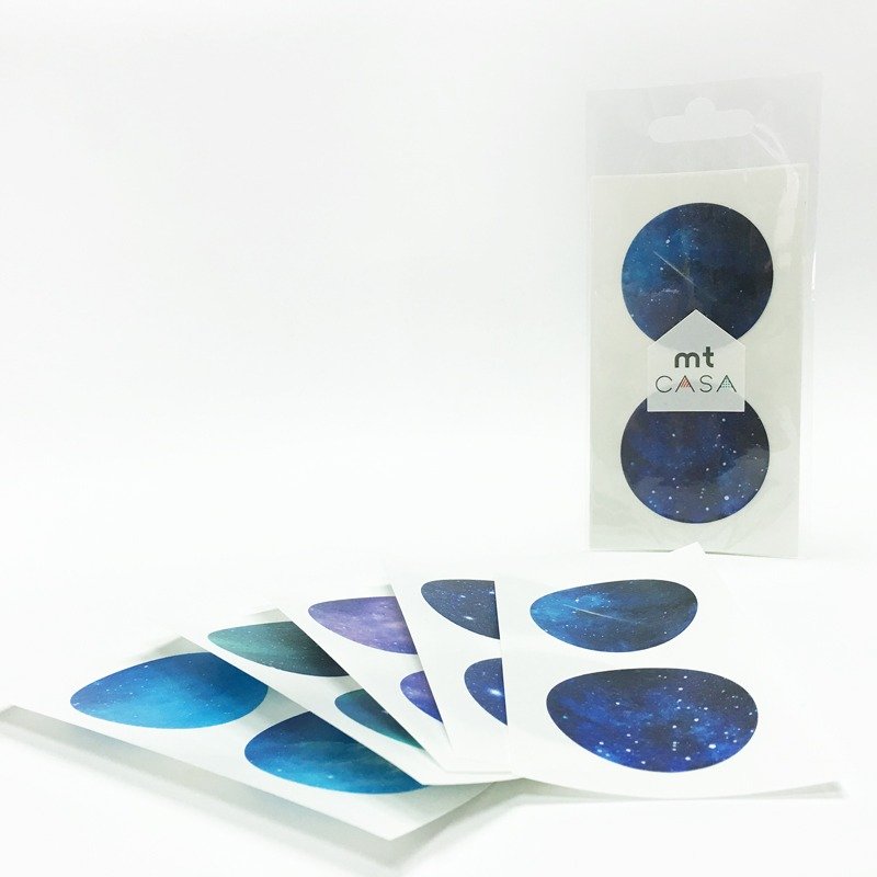 日本KAMOI mt CASA seal 和纸圆贴【星空 (MTCDS020)】 - 纸胶带 - 纸 蓝色