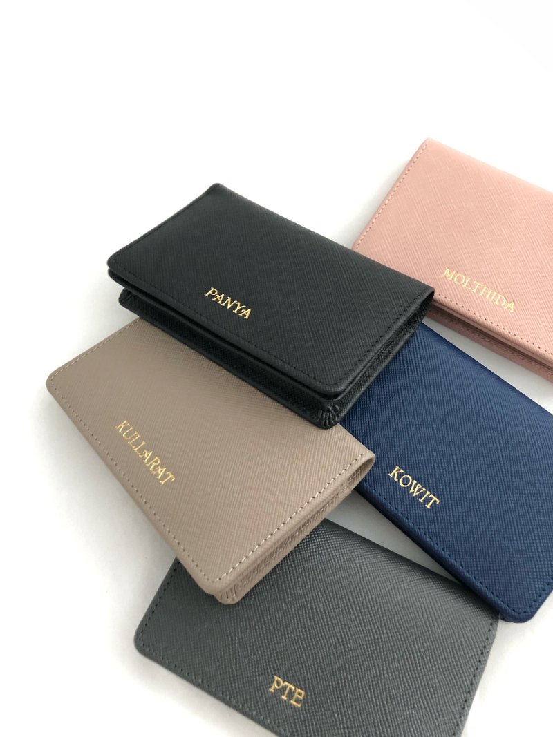 Personalized Leather Business Card Wallet - 零钱包 - 真皮 卡其色