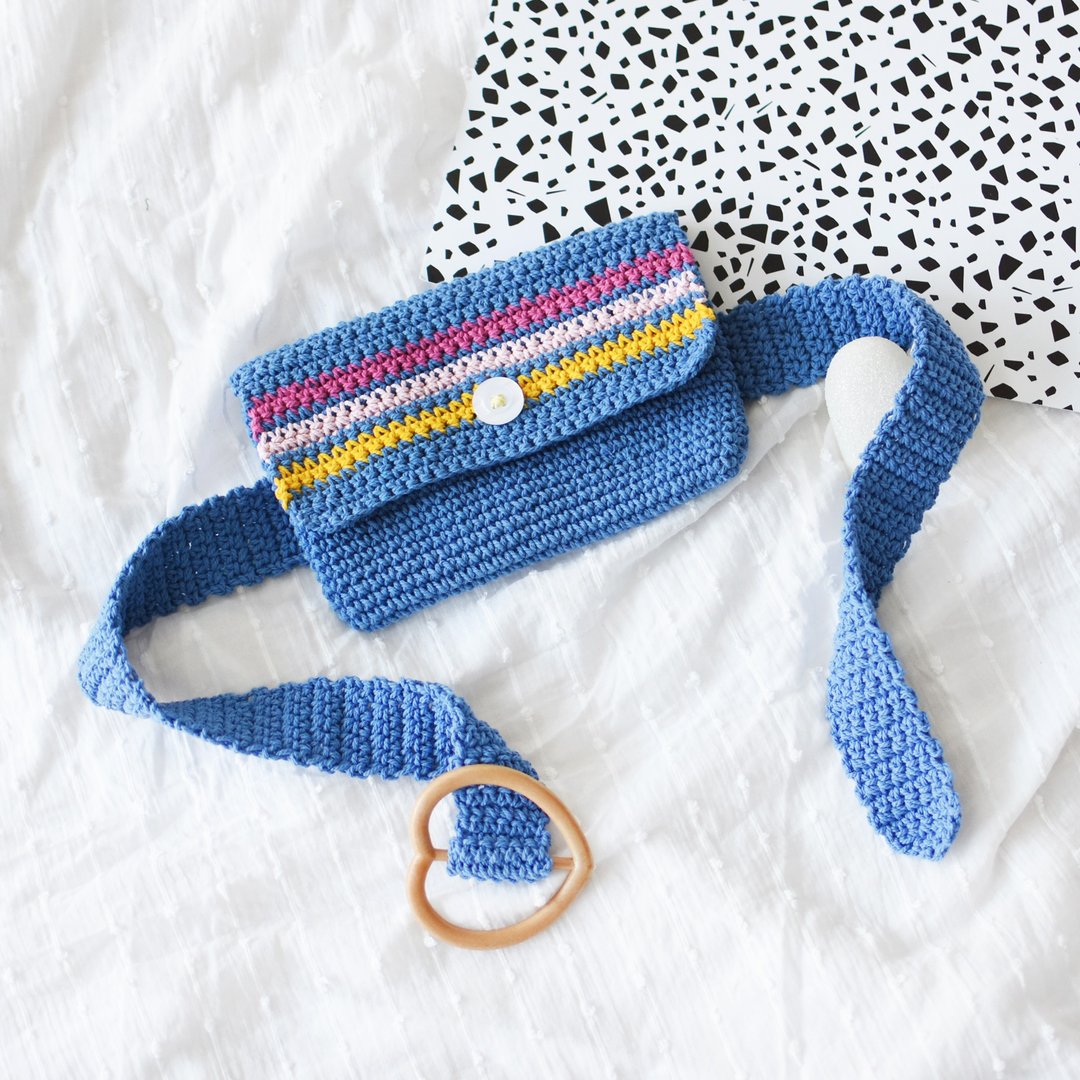 Summer Fresh Crochet Belt bag - 其他 - 棉 蓝色